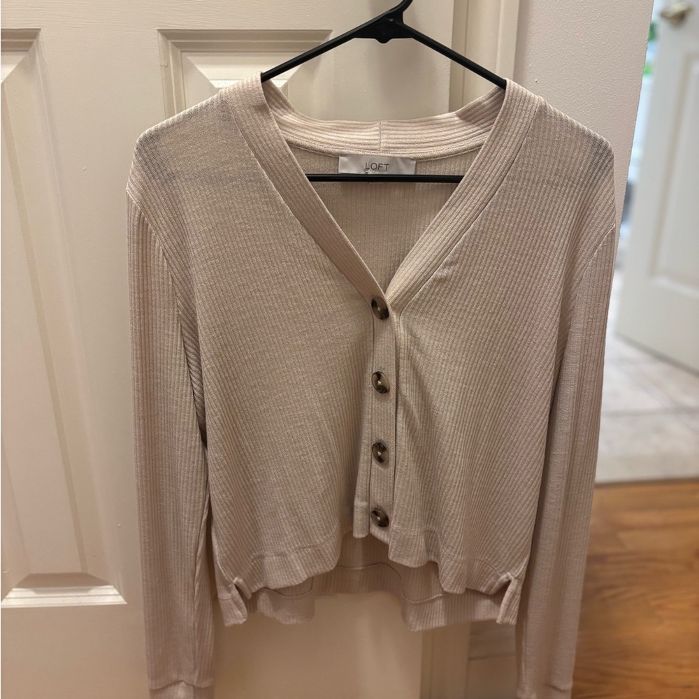 Loft Cotton Ribbed Cardigan